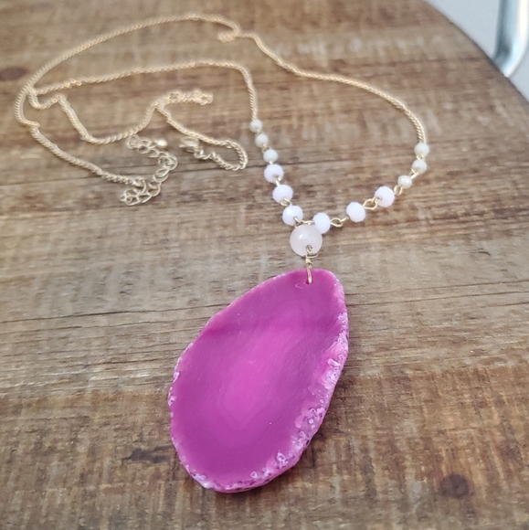 Pink Agate Necklace - Picture 1 of 5